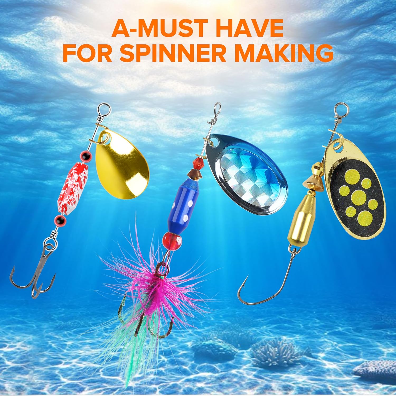 Fishing Spinner Lure Bodies Kit, Painted Brass Lure Bodies for Spinner Making Lure Weights Assortment Inline Spinnerbaits Fishing Lure Making Supplies
