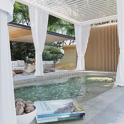 Miniatura 3 de Joyside Pérgola con listones para exteriores de 12 x 20 pies, pérgola de aluminio para patio con techo de listones ajustables, refugio de sombra