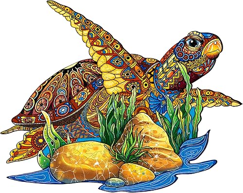 WOODBESTS Rompecabezas de madera para adultos, rompecabezas de tortuga marina (M, 170 piezas, 13 x 8.6 pulgadas), hermosa caja de madera,