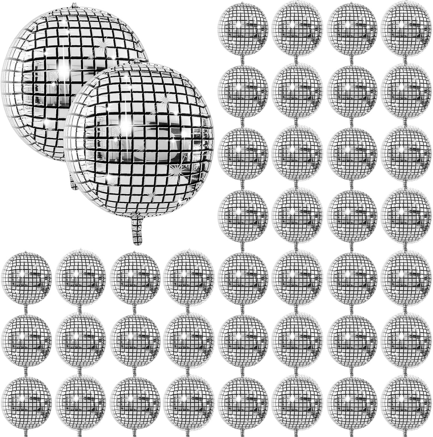 Libima 100 Pcs 22 Inch Silver Disco Ball Balloons, Foil