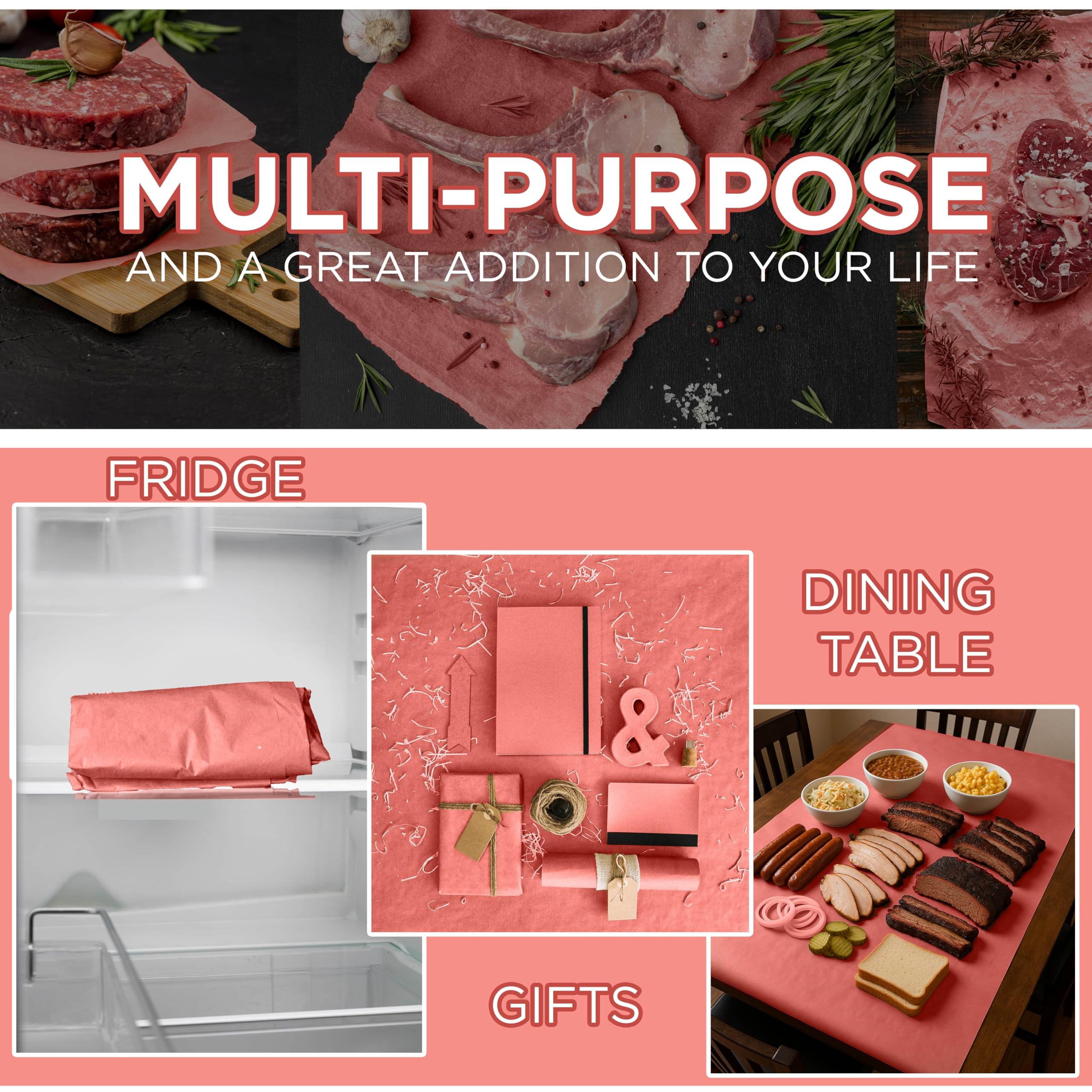 40cm × 30m Pink Butcher Paper For Smoking Meat, Food Grade Kraft Paper - View #2
