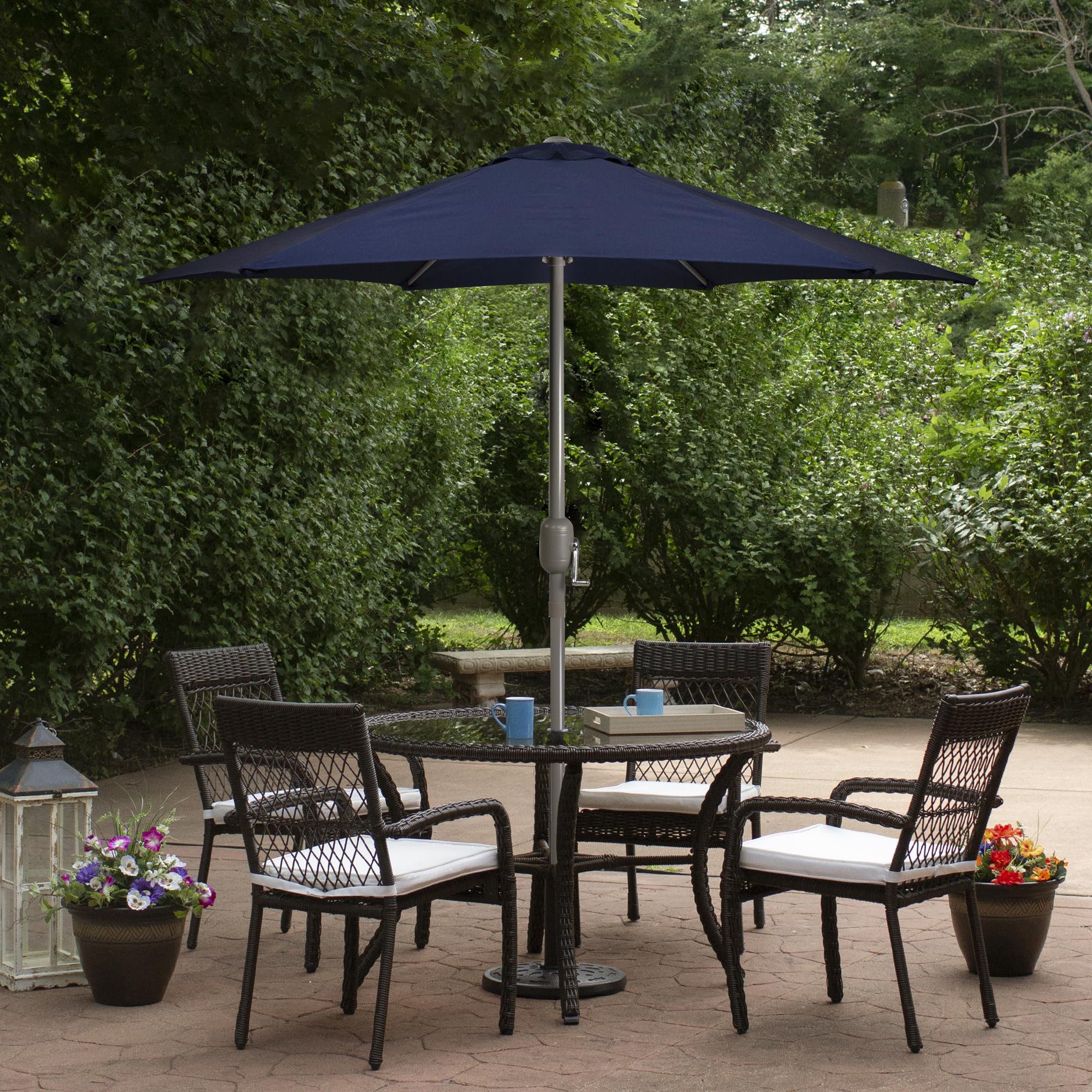 Northlight 7.5ft Outdoor Patio Market Umbrella with Hand Crank, Midnight Blue