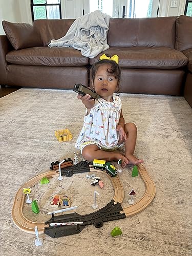 Miniatura 8 de Juego de pistas de tren de madera para niños pequeños, juego de 54 piezas de juguete de tren de granja para niños de 3 a 5 años con instrucciones a