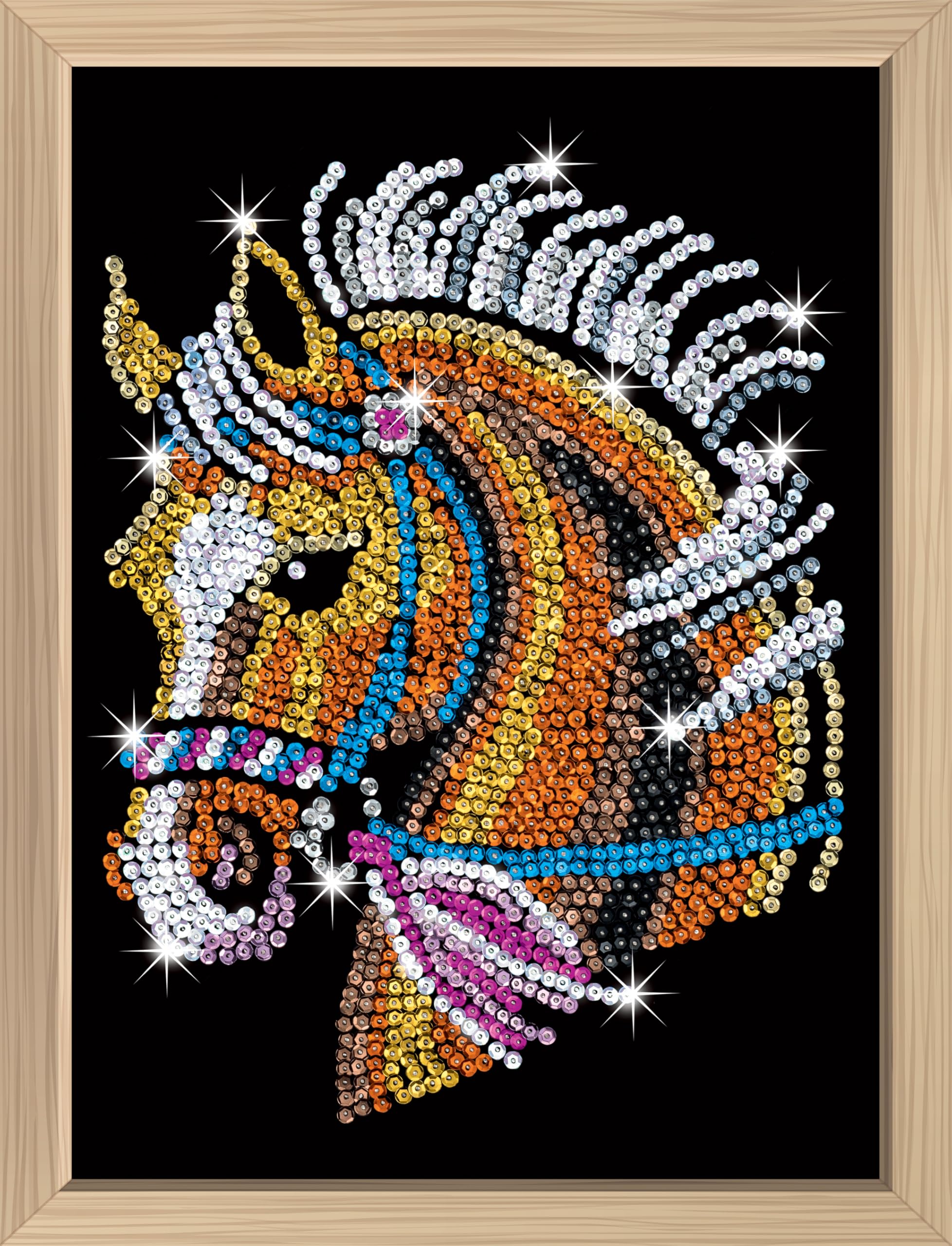 Kitfix, Sequin Art Horse with Wooden Frame, 27 x 36cm, Sequin Art Blue Premium, Creative Set - Image 4