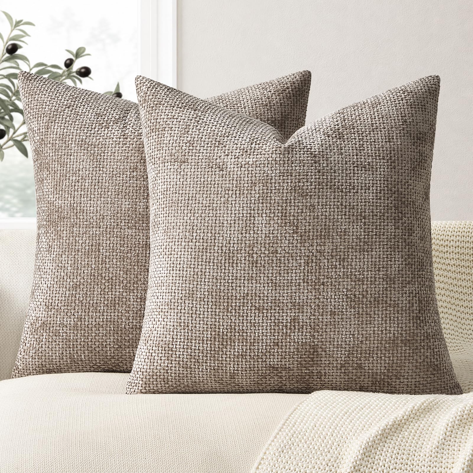 Topfinel 2-teiliger Kissenbezug aus weichem Chenille, dekorativer Kissenbezug für Sofa mit verstecktem Reißverschluss