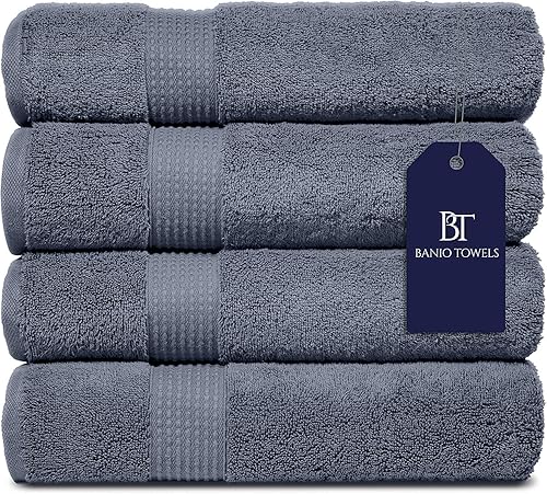 Banio Toallas Juego de 4 toallas de baño, 100% algodón turco, toallas de lujo de secado rápido para baño, invitados, bañera de hidromasaje, toallas
