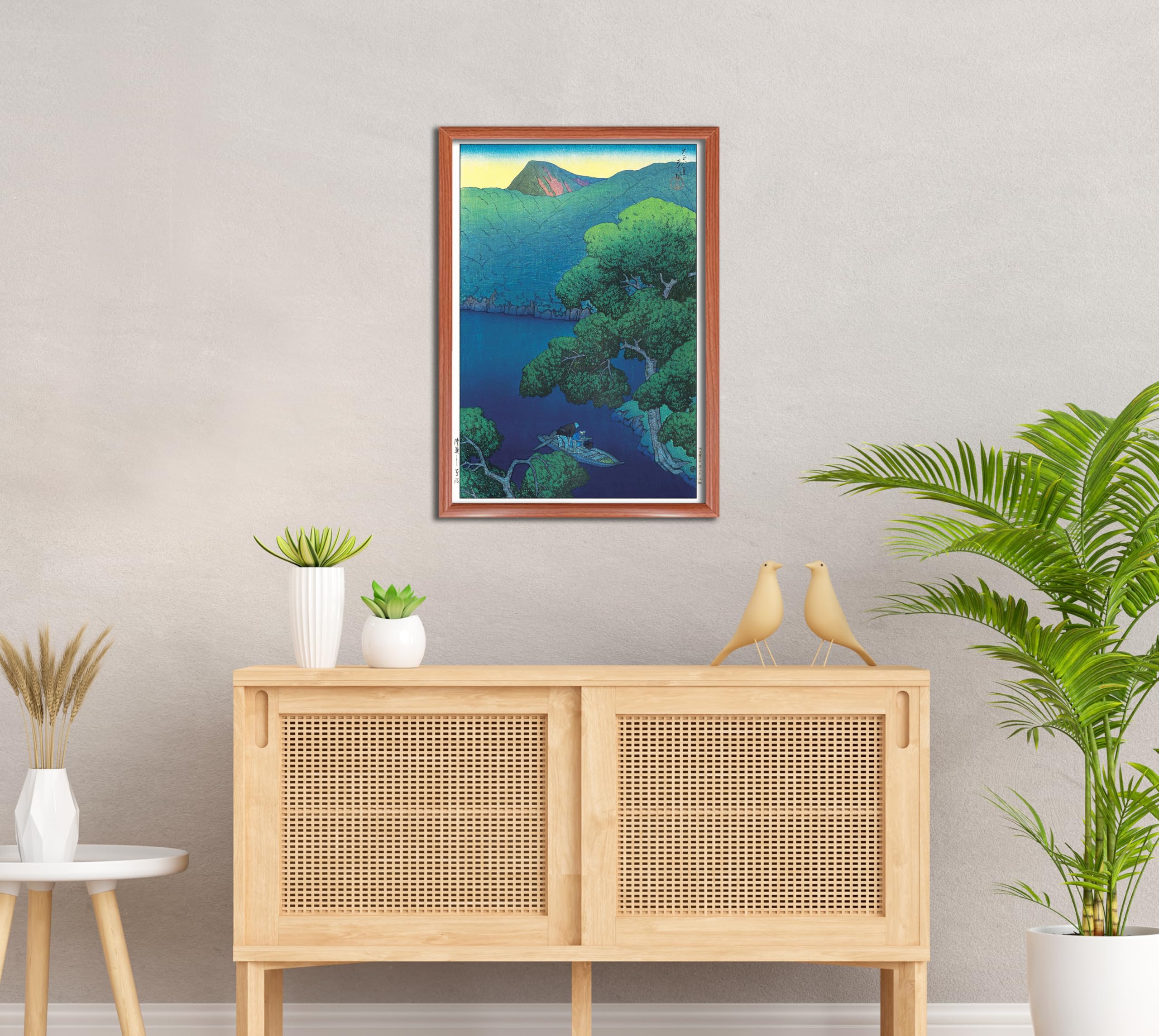 Amazon.co.jp: 陸奥 蔦沼 A3フレーム入(44×32cm) 川瀬巴水 木版画複製