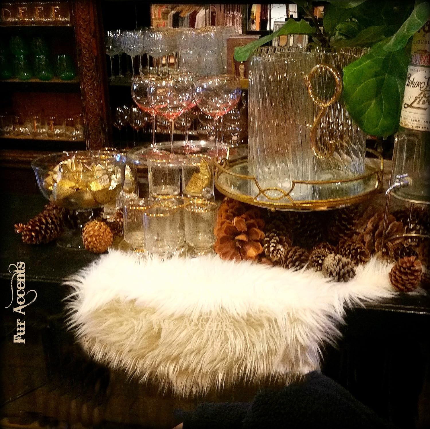 Classic Shag Fur Table Runner/Snow White/Dresser Scarf/Contemporary Decor/Doily/Shaggy Sheepskin Faux Fur (16''x36'')