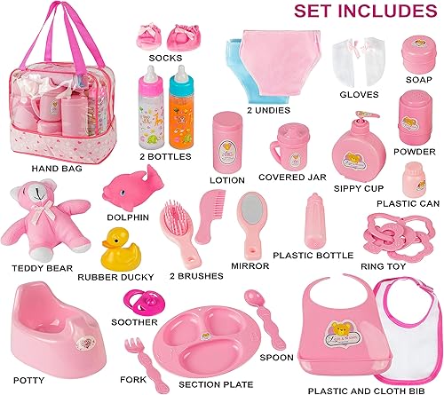 Miniatura 6 de fash n kolor My Sweet Baby Muñeca que Desaparece Juego de Alimentación Cuidado del Bebé Juego de Alimentación para Muñecas de 6 Piezas