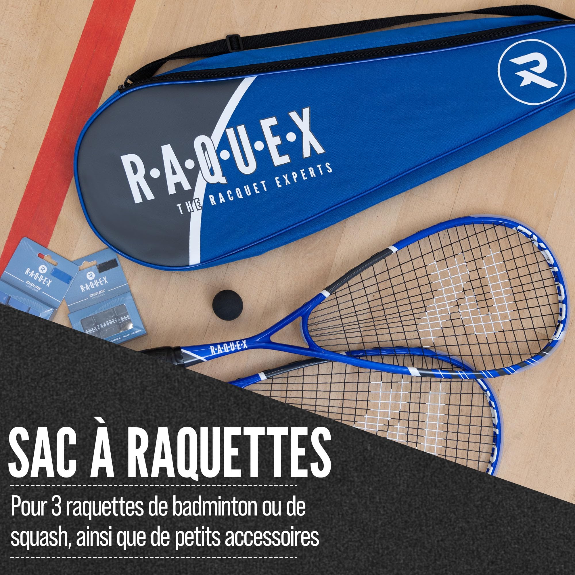 Raquex Sac pour Trois Raquettes de Badminton. Housse pour Raquettes de Badminton ou de Squash, bandoulière Ajustable. Sac pour Raquettes de Sport pour Hommes et Femmes