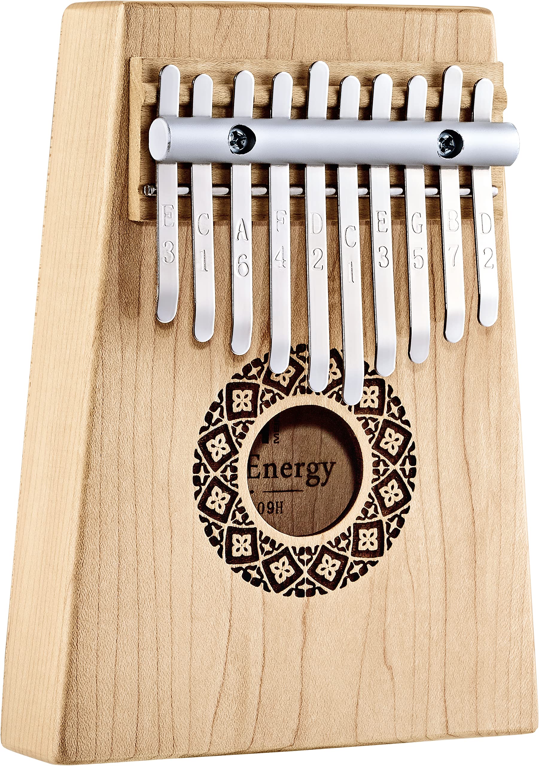 Sonic Energy Schallloch Kalimba – C-Dur, 10 Töne – Ahornholz – Für Meditation, Yoga, Percussion – Inkl. Zubehör (KL1009H)