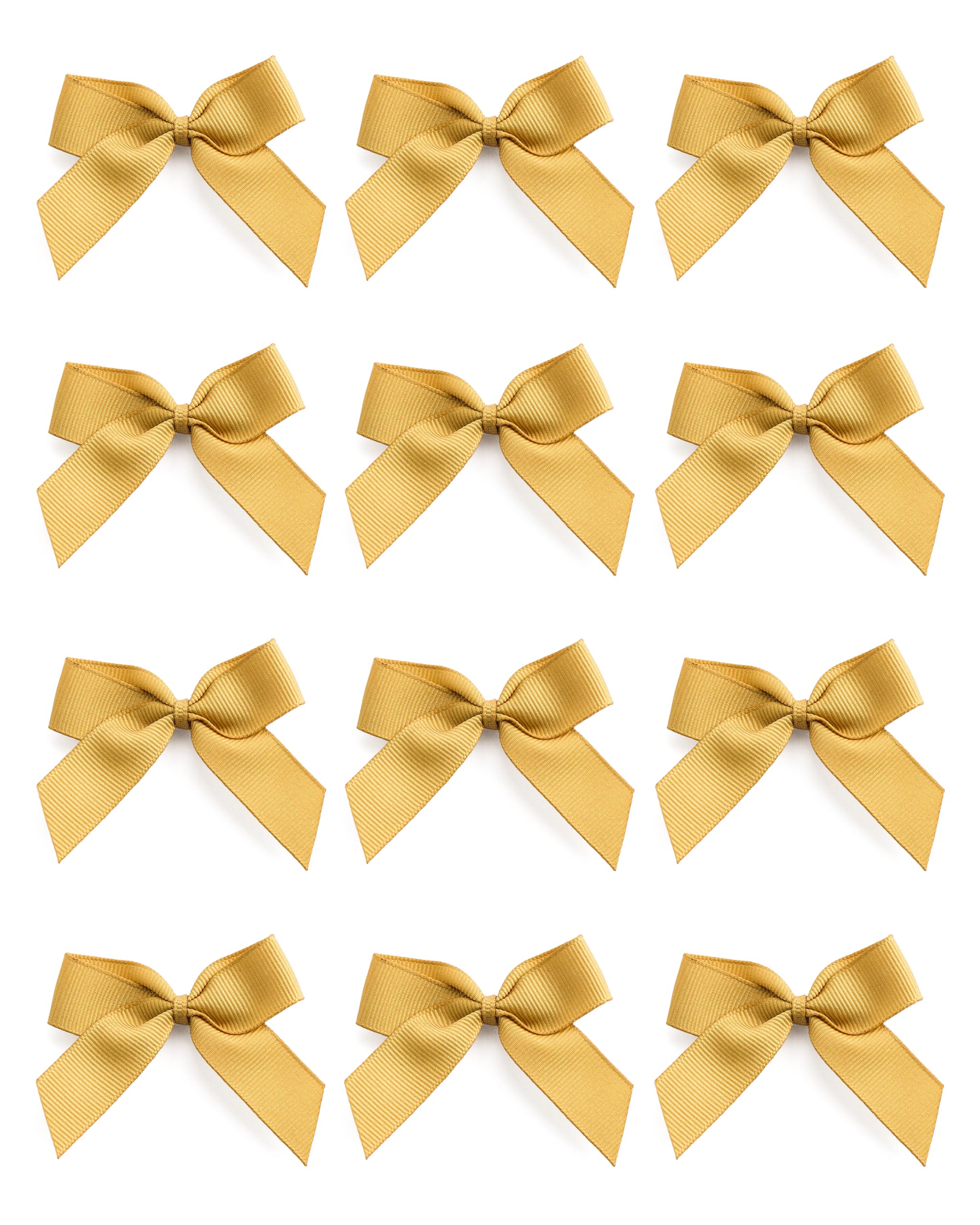 Italian Options Small Grosgrain Ribbon Bows, Self Adhesive Bows for Crafting, Gifts, Sewing, Hair Bow, Wedding Stationery, Floristry, Cakes, Crafts, Decorations, Gold, 24 Pack, 5cm