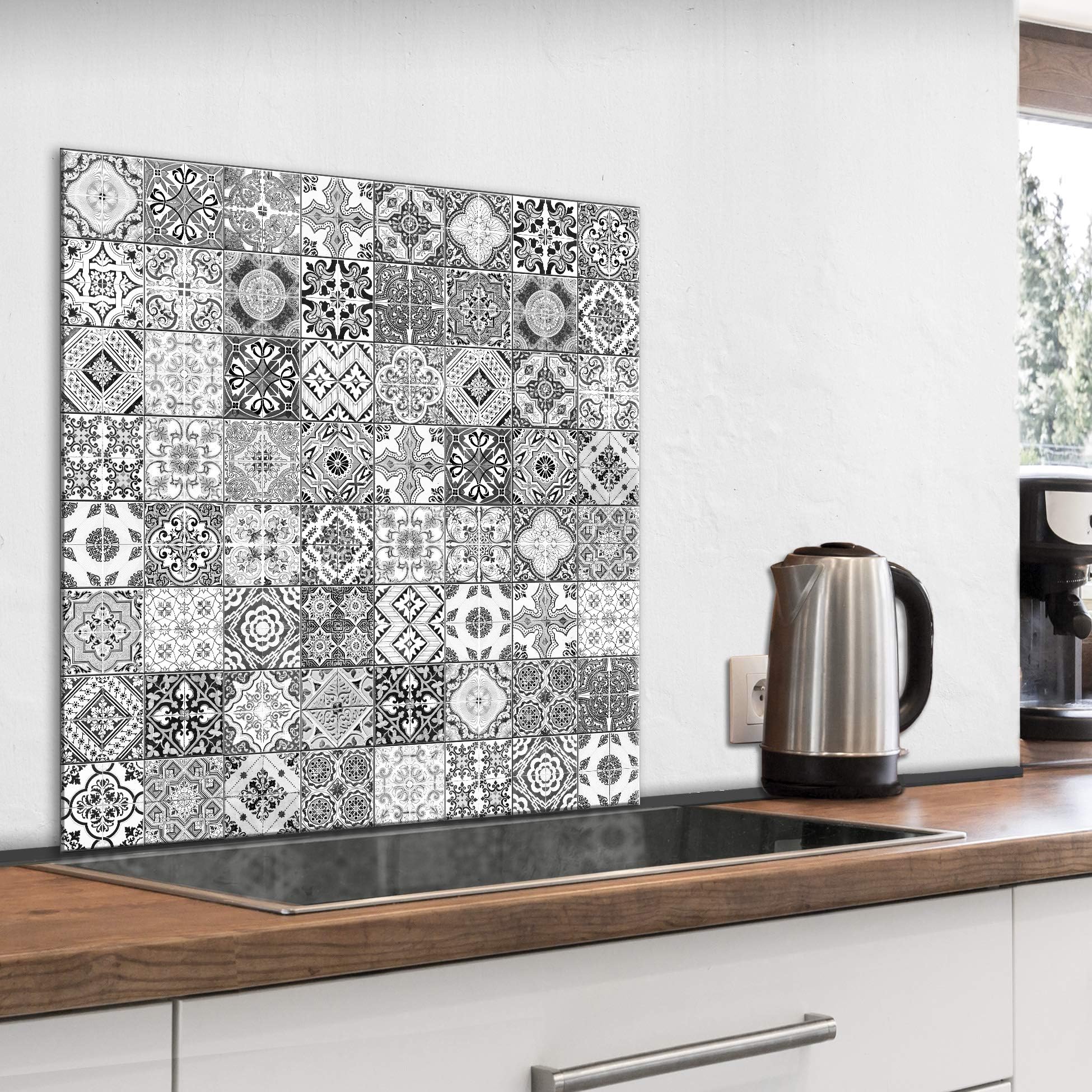 murando Glass Splashback for Kitchen Backsplash Cooker Protector Tempered Glass Decorative Wall Art Panel Heat Resistant Graphic 60x60 cm / 24"x24" Tiles Mosaic f-B-0288-aq-a