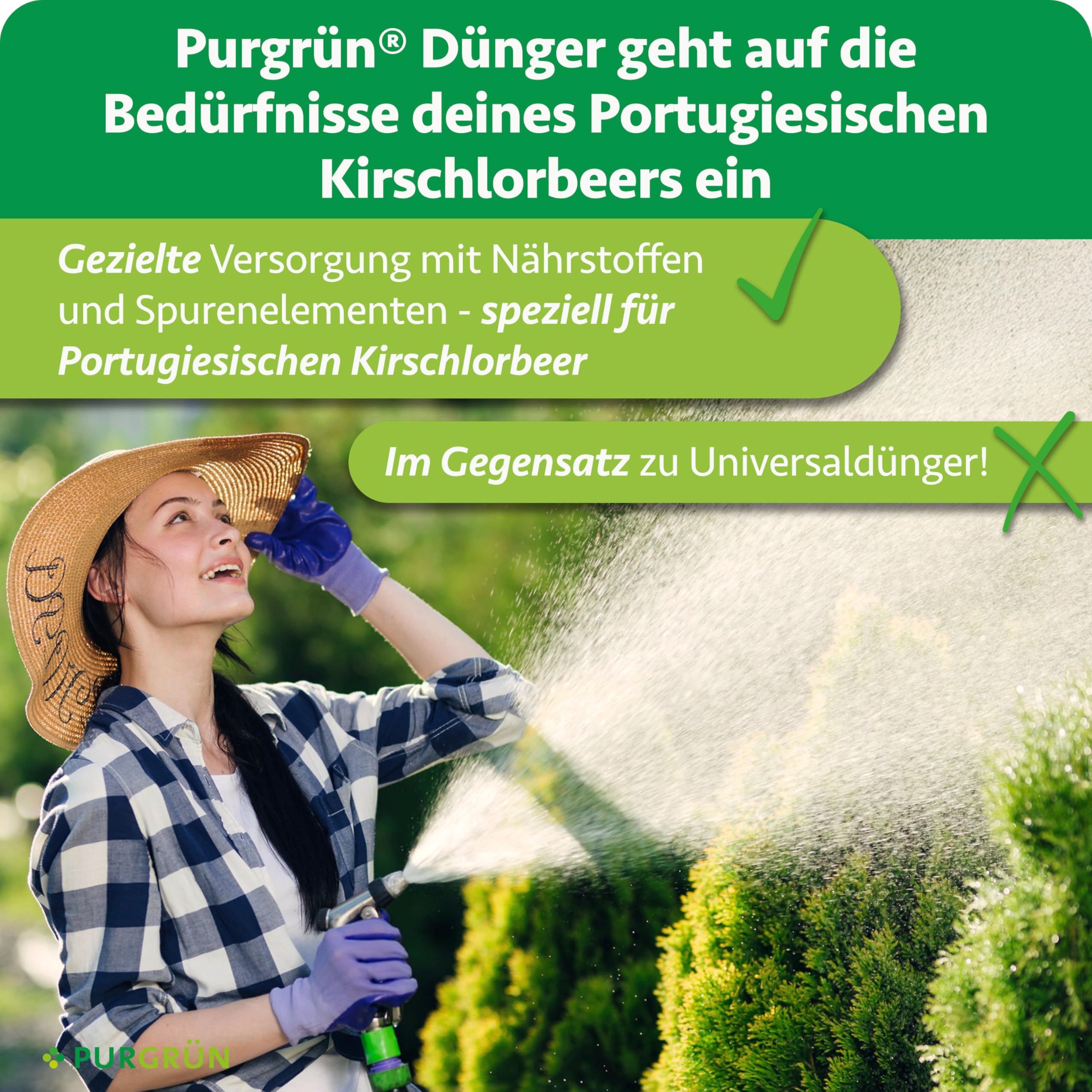 Portugiesischer-Kirschlorbeer-Dünger 1 kg – Extra Magnesium für sattgrüne Blätter – Fördert schnelles Wachstum für eine dichte Hecke – Feines Krümelgranulat für ca. 30 Heckenpflanzen