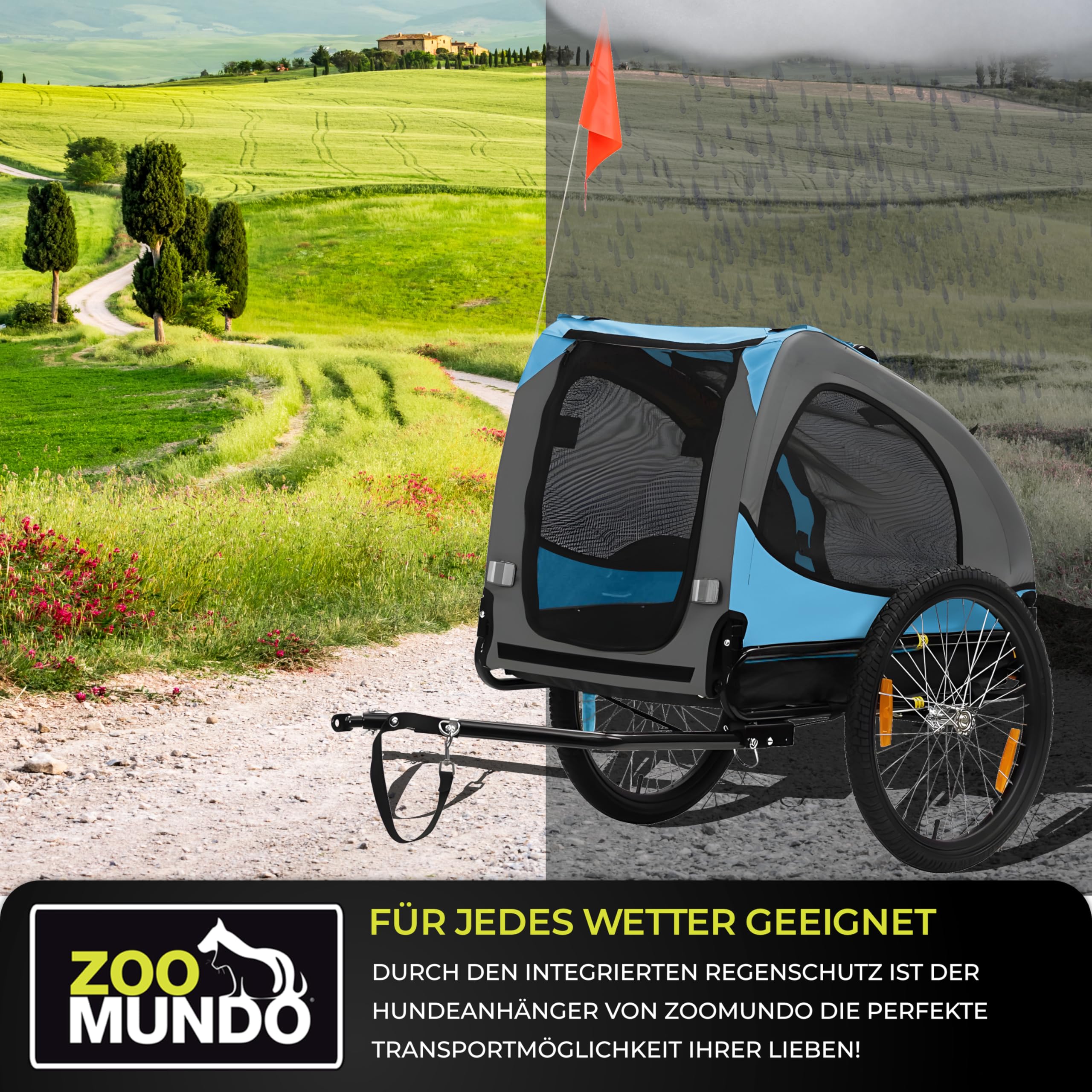 zoomundo Fahrradanhänger Hundeanhänger für Hunde-Transport Buddy