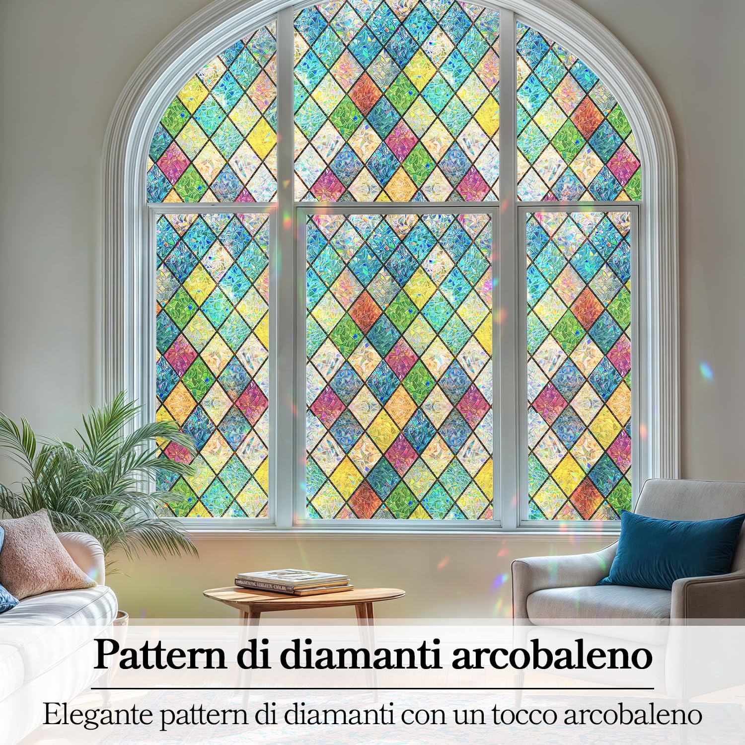 Pellicola Per Vetri Arcobaleno: Adesivo Statico Non Adesivo Per Privacy E Decorazione, 39,9x100 Cm