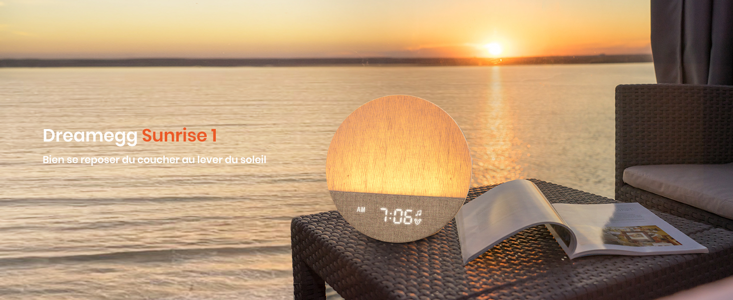 Dreamegg Sunrise 1 Réveil Lumineux - Simulateur Aube Et Bruit Blanc 29 Sons | Veilleuse Réglable