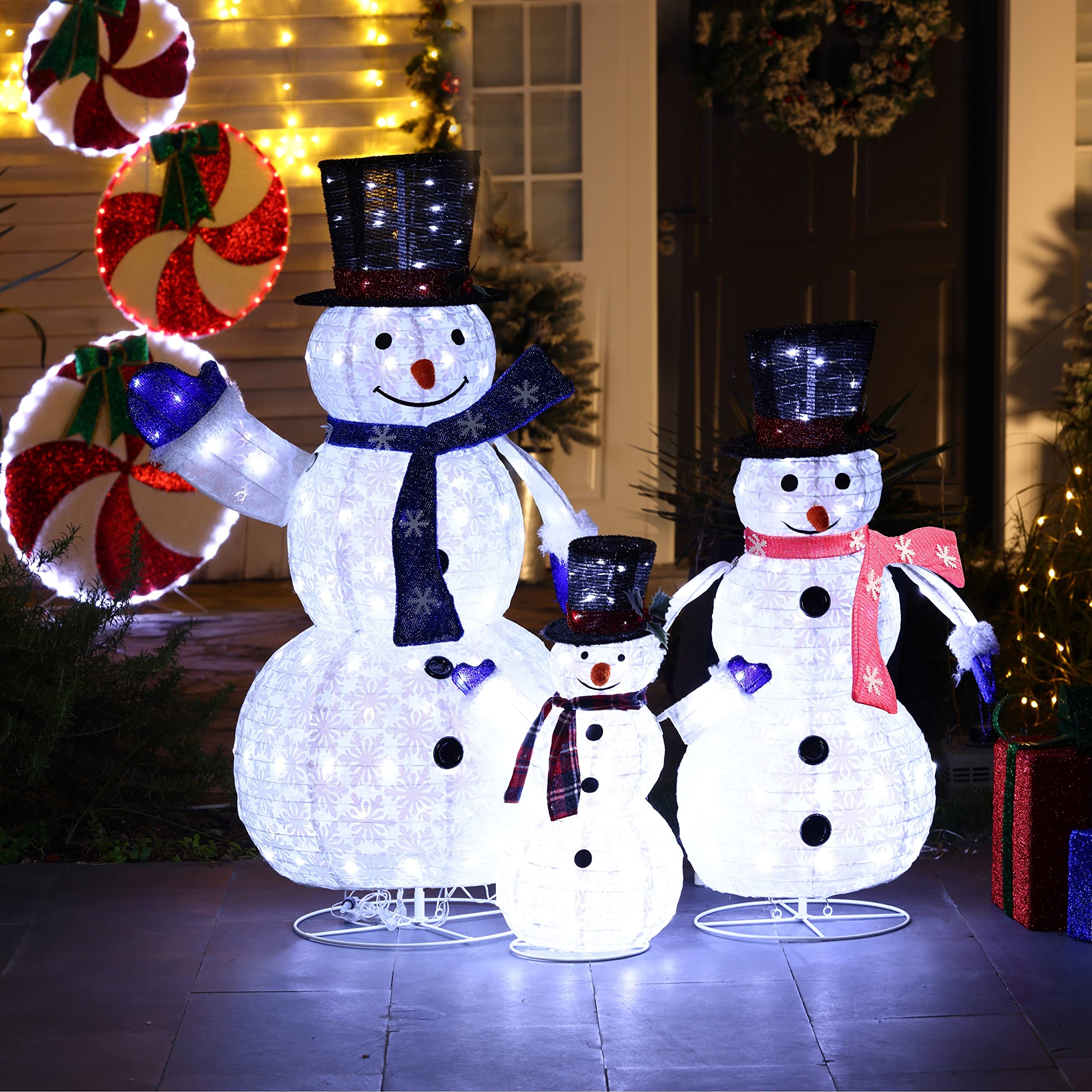 スノーマンファミリーLEDライト Amazon.com: FlashingBlinkyLights Color Changing LED Snowman