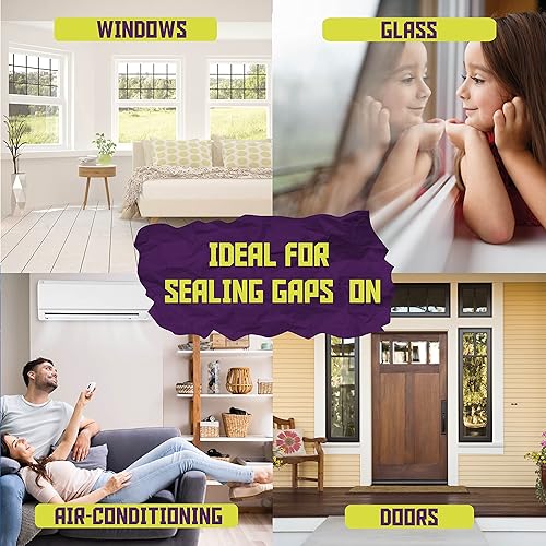 Miniatura 8 de ATack Cinta de sellado transparente para ventanas, 2 pulgadas x 30 yardas, cinta de sellado de aislamiento de ventanas transparente, sin residuos