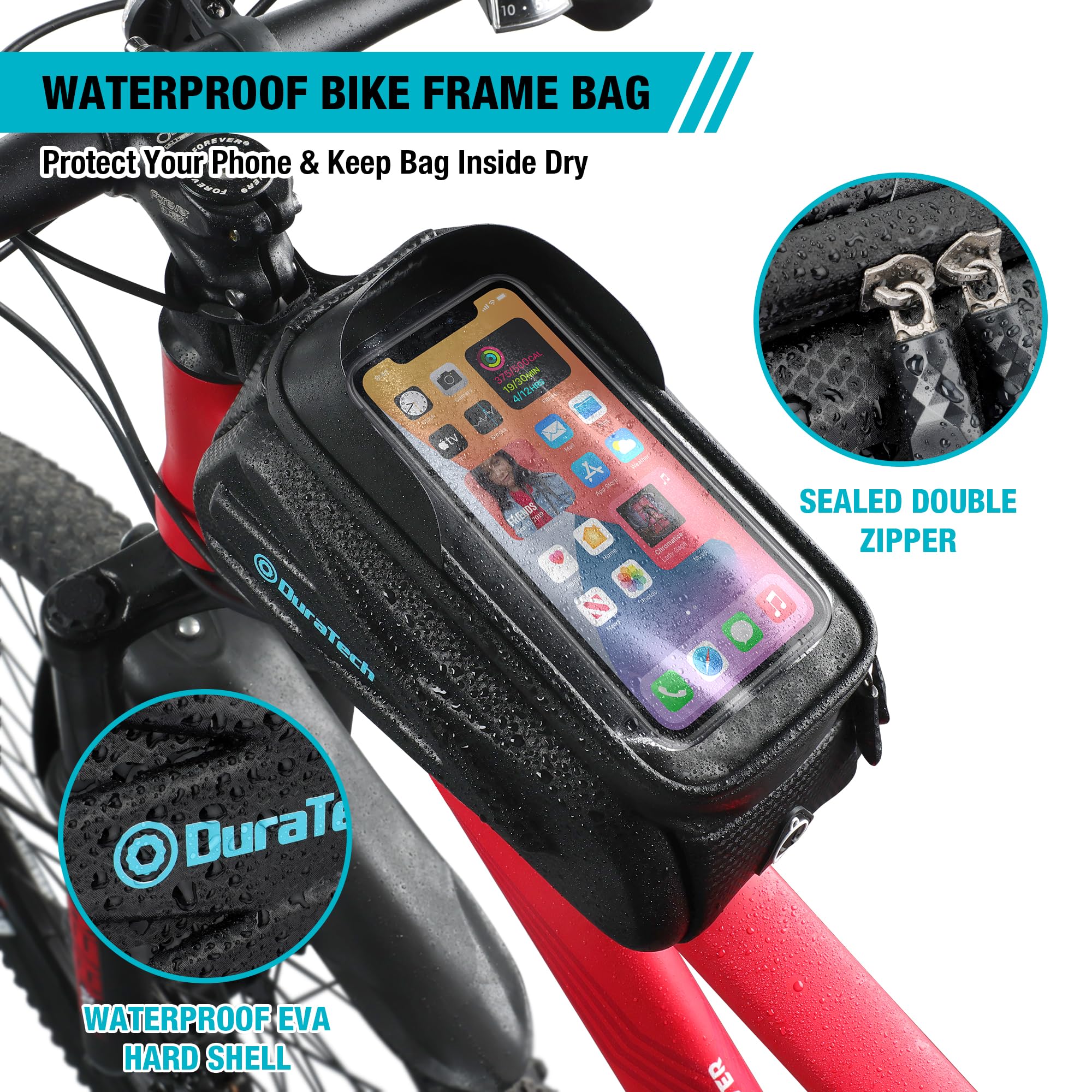 Sacoche Téléphone Vélo Cadre Avant - Support Guidon Étanche Écran Tactile Réglable