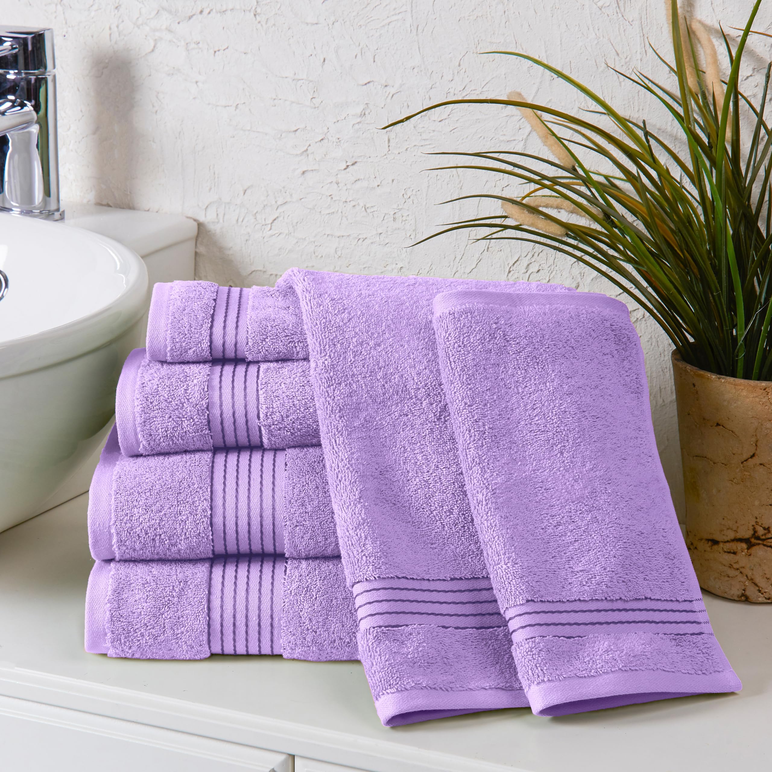 Elegant Comfort Lot de 6 Serviettes en Coton de qualité supérieure - Comprend 2 débarbouillettes, 2 essuie-Mains et 2 Serviettes de Bain, 100% Coton Turc, très absorbantes et Super Douces, pour Salle