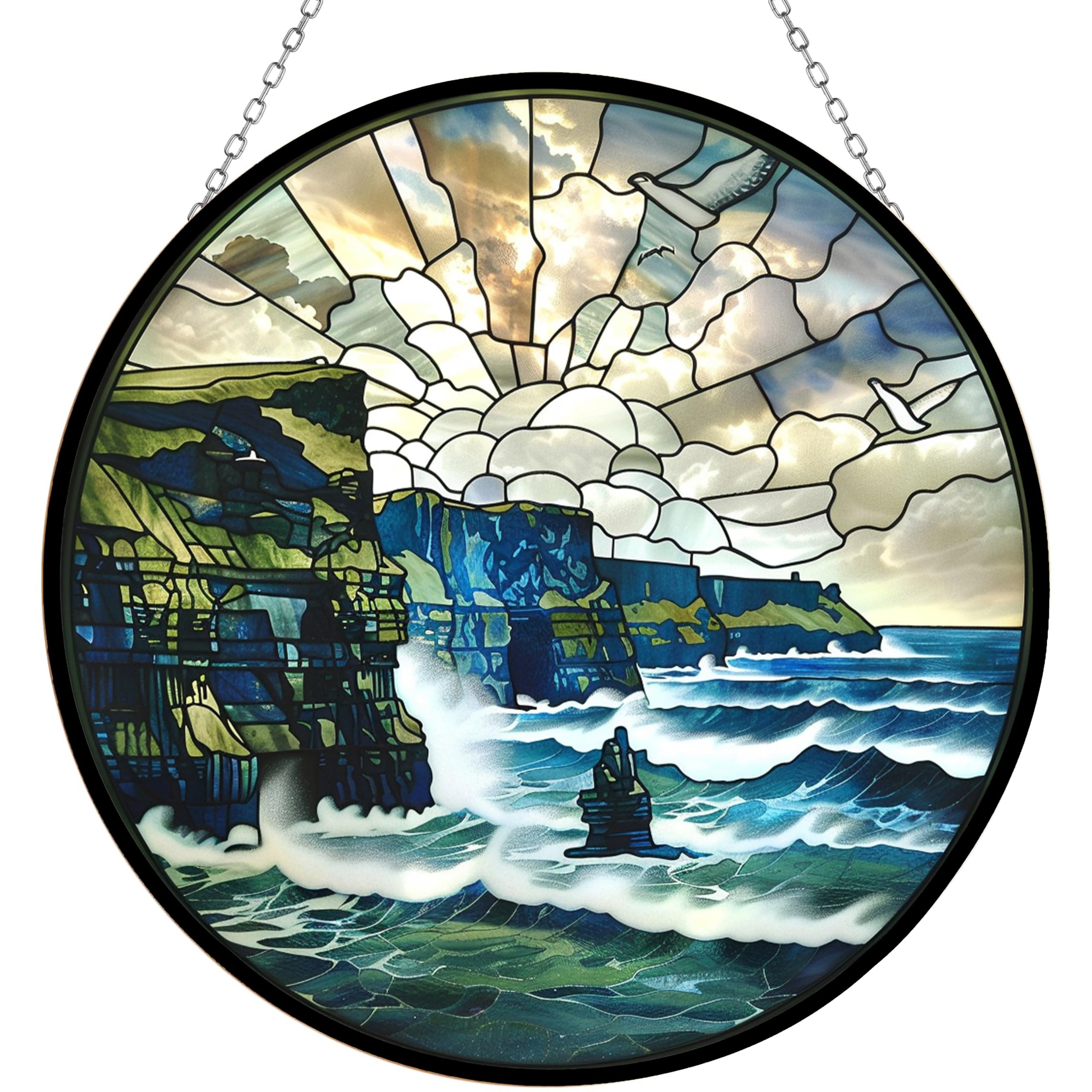 365CUSGIFTS Personalized Ireland Stained Glass Window Hangings Stained Glass Suncatcher Birthday Gift for Mom Grandma Teacher Women Friend Memorial