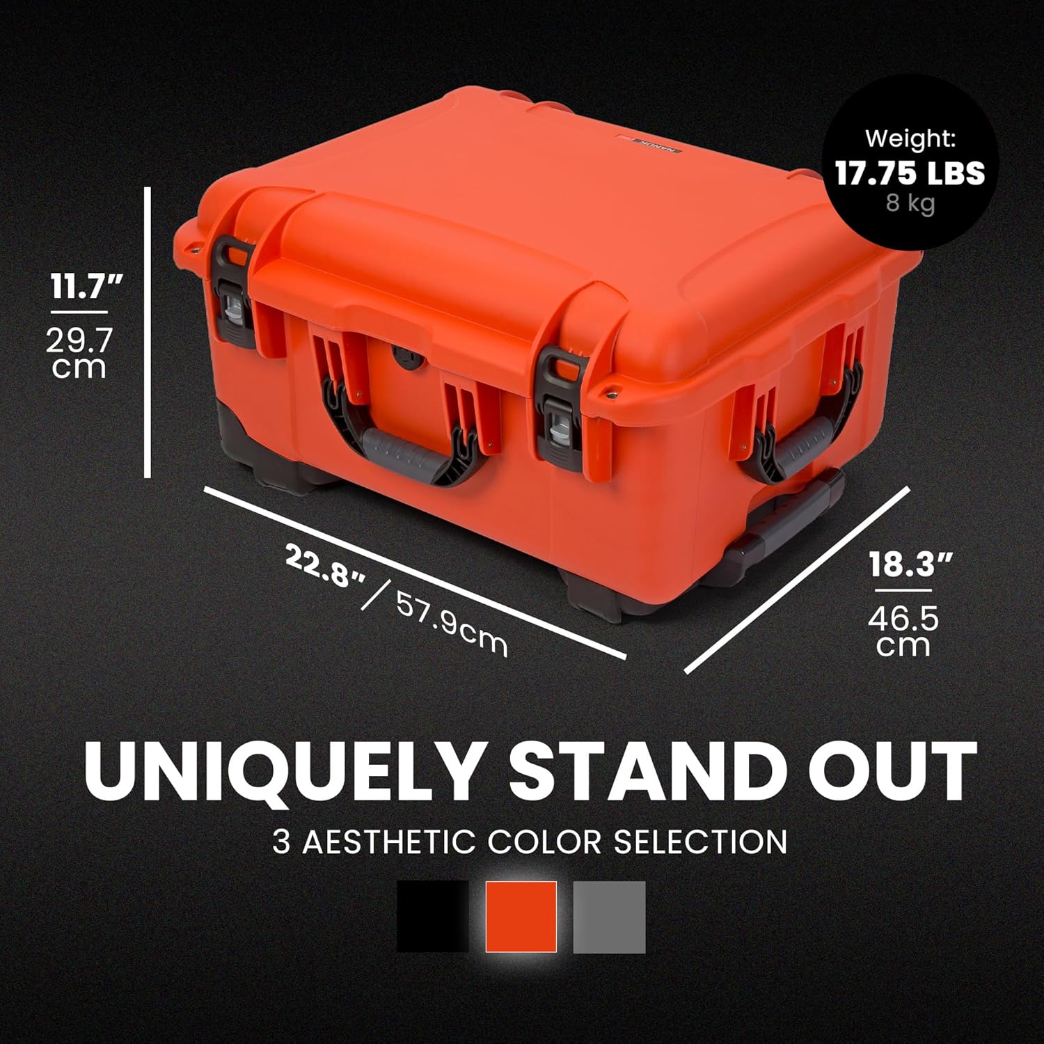 NANUK 950 Hard Case with Cubed Foam – Waterproof Travel Camera Hard Case with Wheels, 22.8” x 18.3” x 11.7”, Dustproof and Impact-Resistant, Ideal for Heavy Loads – Orange