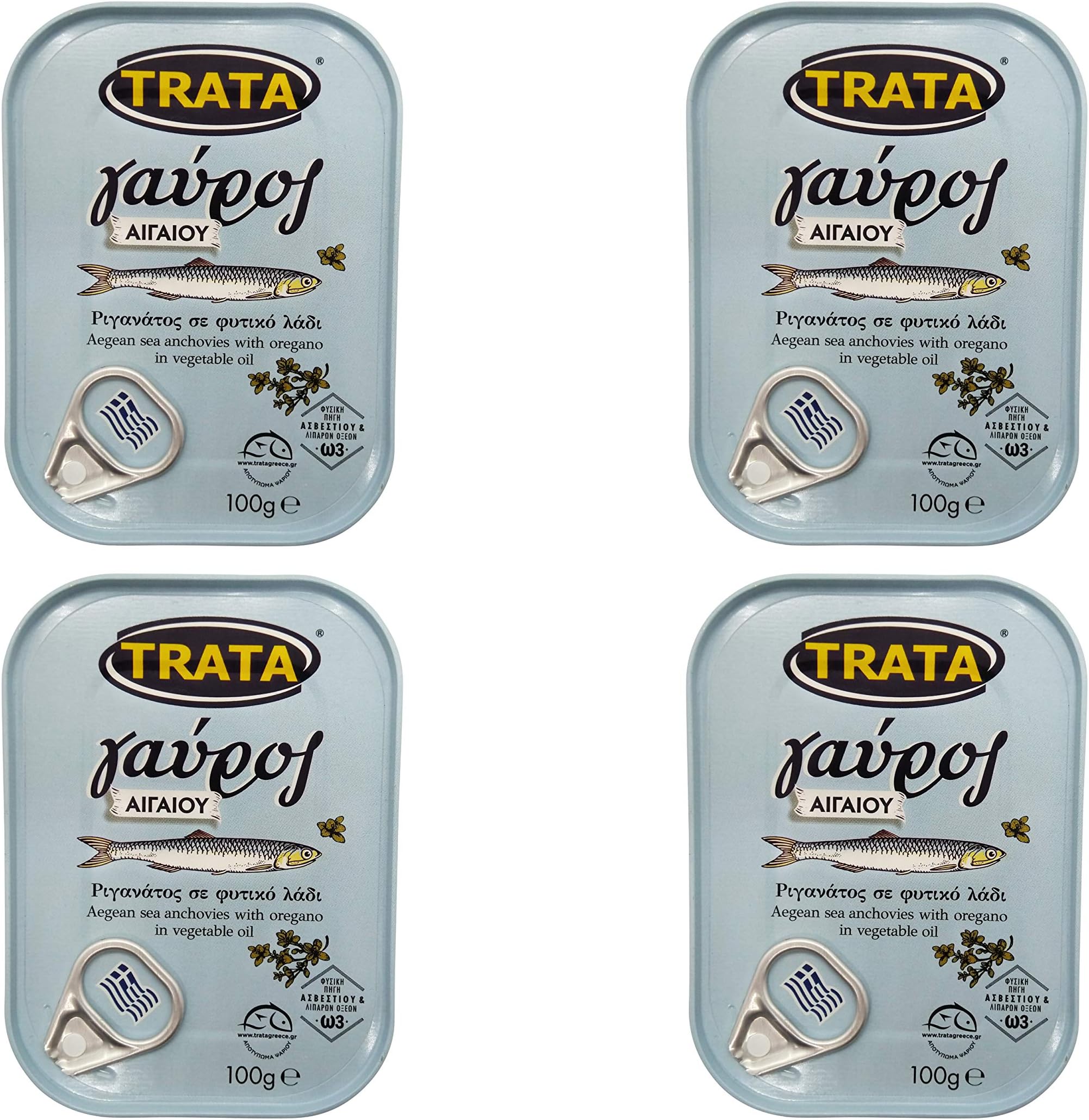 Trata Greek Anchovies with Oregano in Oil Net Weight 400g
