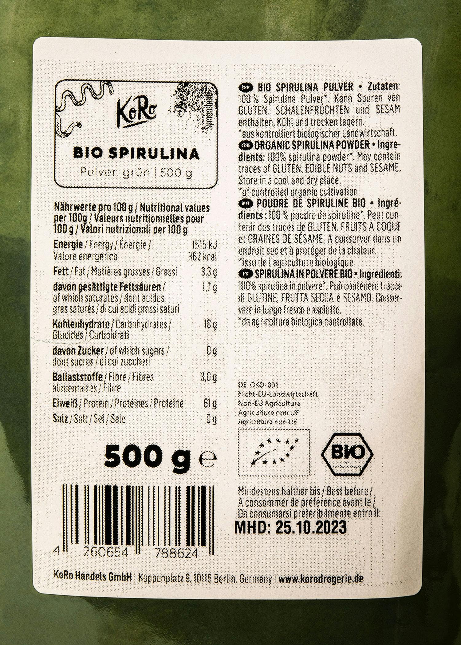 KoRo - Spiruline en poudre bio 500 g