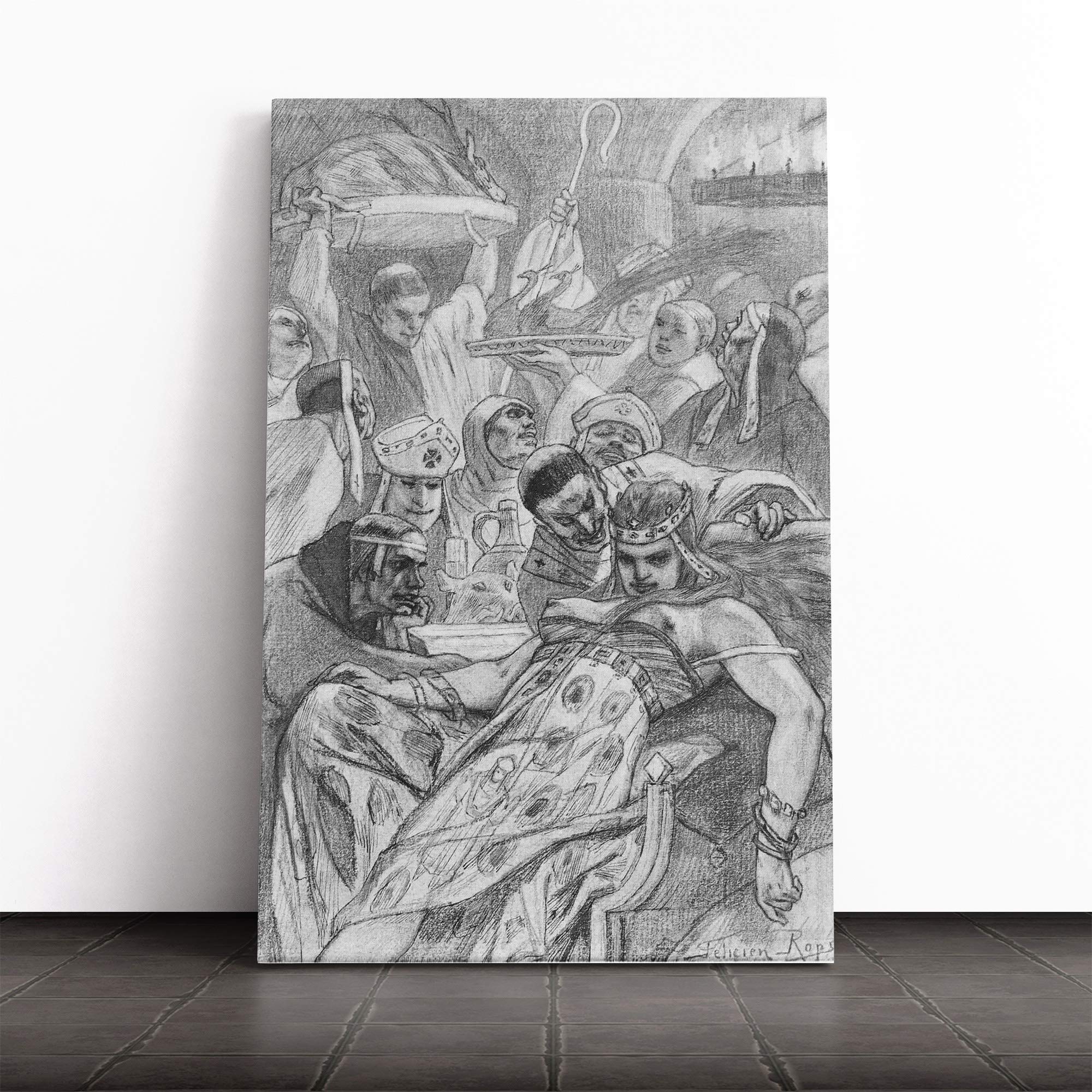 Felicien Rops Theadora Canvas Print | Gallery Wrapped 30mm Frame Wall Art | 30x20 inches | Ready to Hang | Modern Picture | Living Room Bedroom Lounge Office