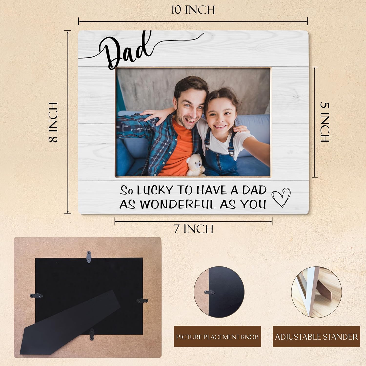 Dad Gifts Picture Frame 5x7, Daddy photo frame, Birthday Gift for Dad from Son Daughter, Father Gifts for Father's Day Picture Photo Frames for Tabletop Desk Decor - Image 6