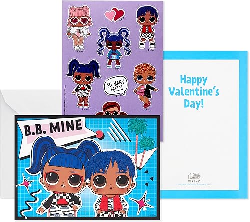Miniatura 5 de Hallmark Kids LOL Surprise! Tarjetas y calcomanías para el día de San Valentín (12 tarjetas de aula con sobres)