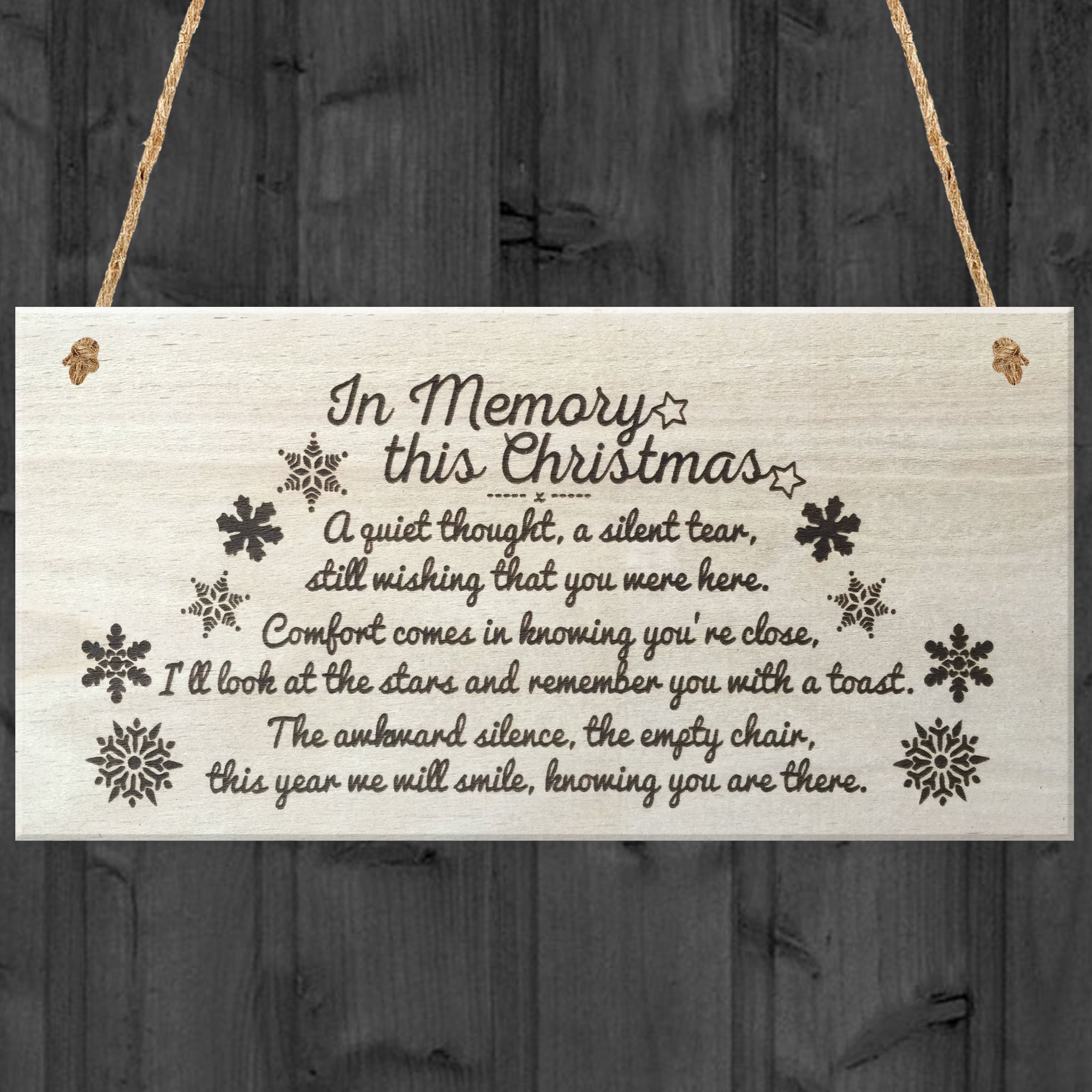 Red Ocean In Memory This Christmas Tree Decoration Xmas Memorial Quote Love Poem Wooden Hanging Plaque Gift Sign