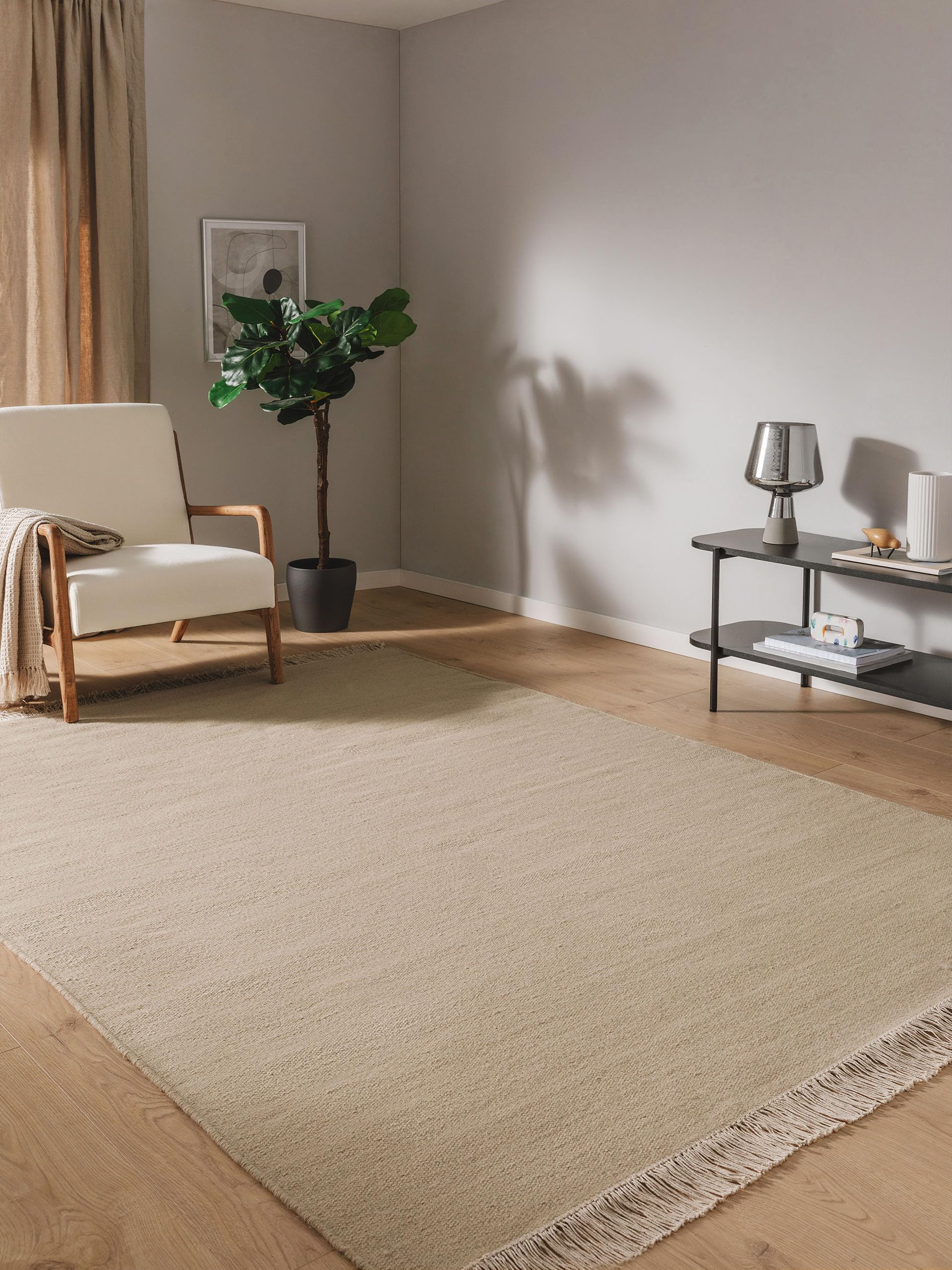 Tapis en laine beige Benuta Pop Liv 140x200 cm idéal pour une chambre minimaliste