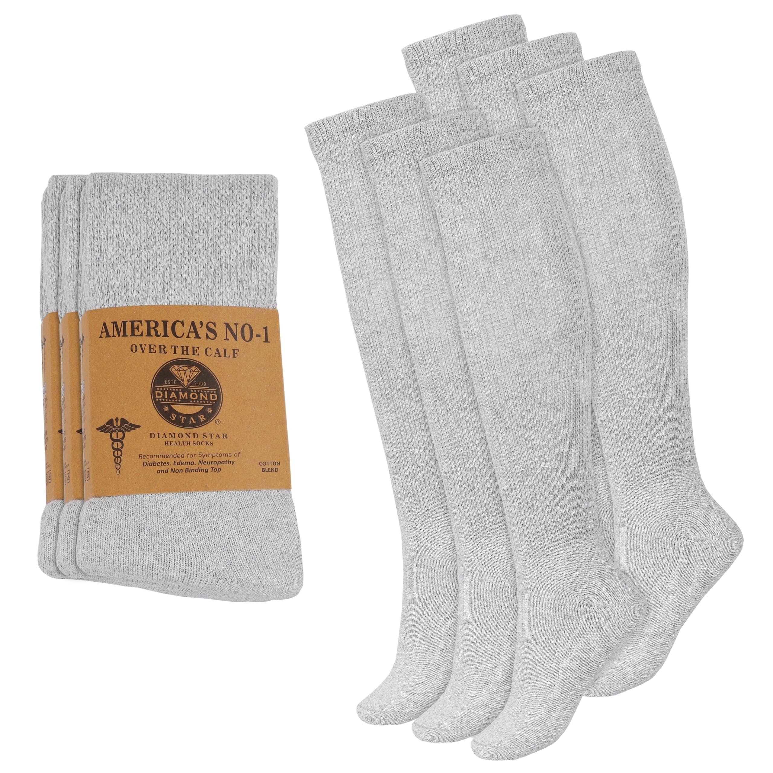 Diamond Star Diabetic Knee High Socks