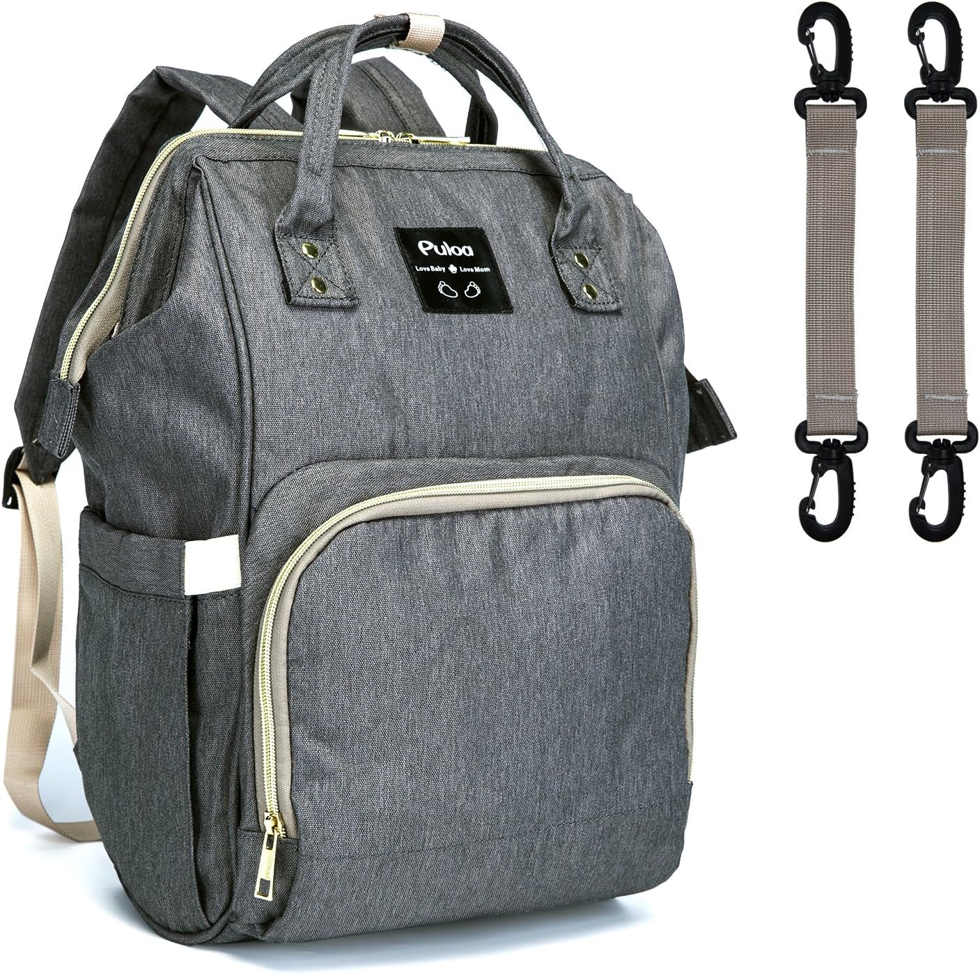 Puloa Diaper Bag, Diaper Bag Backpack,Large Capacity-Multi-Function Travel Backpack Maternity Nappy Bag Organizer,Nurse Bag,Fashion Mummy Bag,Waterproof for Baby Care,Stylish and Durable(Gray)