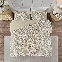 Vista 12 de Madison Park Juego de funda de edredón de chenilla acolchada 100% algodón, moderno y lujoso para todas las estaciones, con fundas a juego