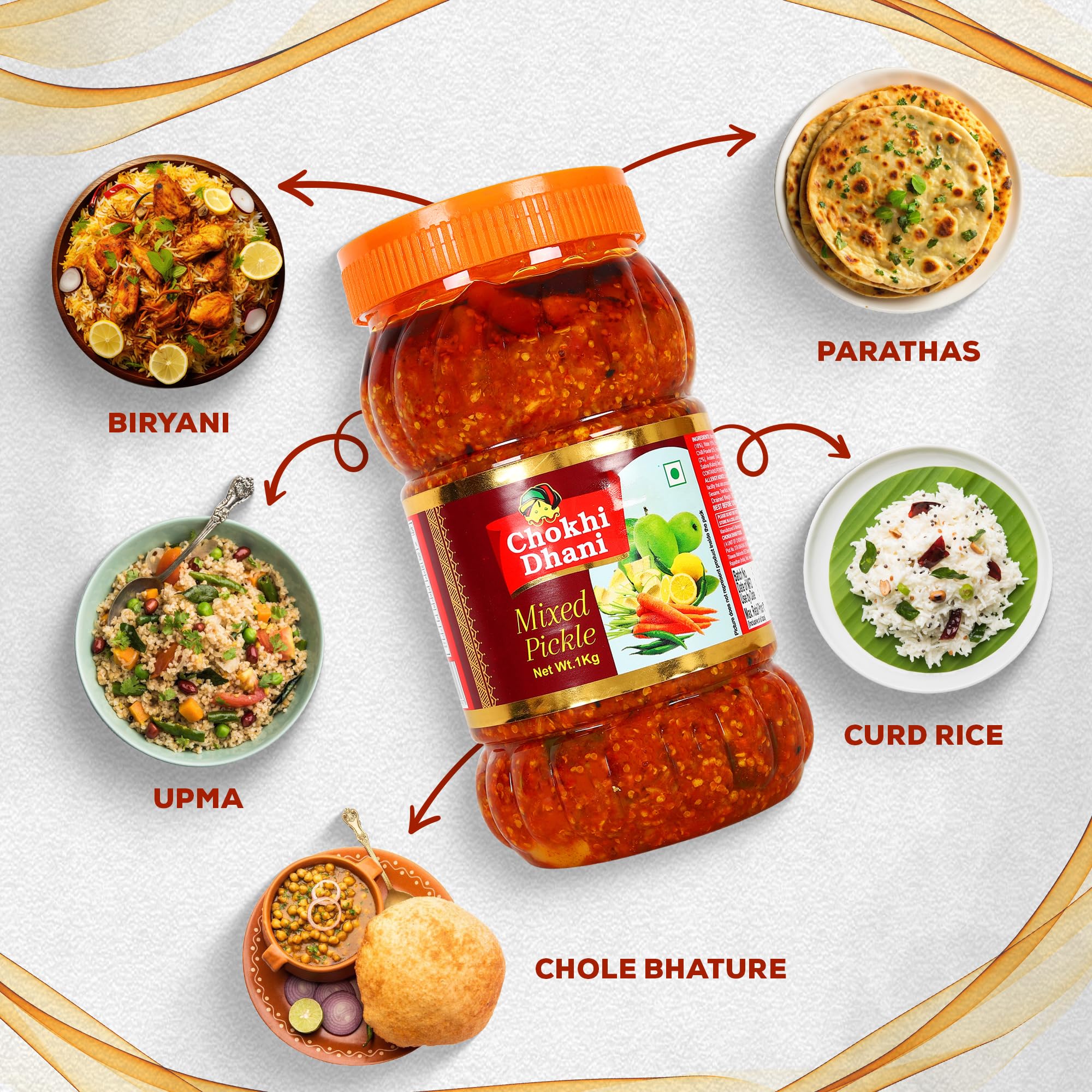 Chokhi Dhani Mixed Pickle 1kg | Mango, Lime, Carrot & Chilli Achar | Spicy & Tangy Indian Pickle | Traditional Homemade Style 2
