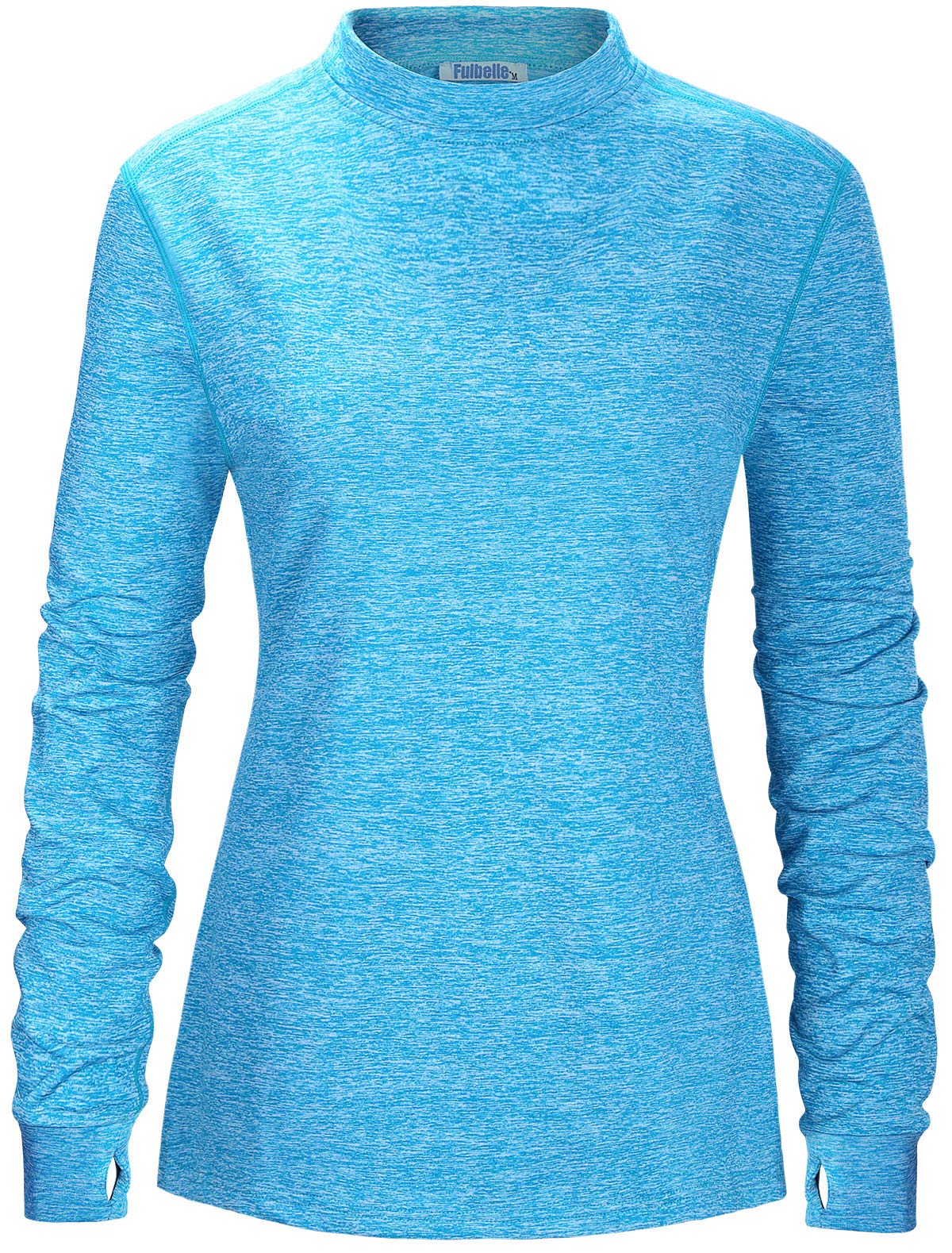 Fulbelle Womens Thermal Fleece Mock Neck Long Sleeve Running Shirts, Thumbholes Cold Weather Base Layer