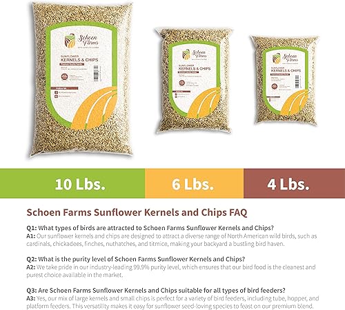 Miniatura 4 de Schoen Farms Granos de girasol y patatas fritas (4 libras) Corazones, semillas de pájaro