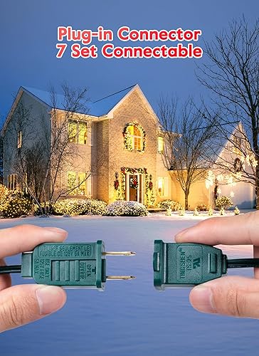 Miniatura 4 de Minetom Guirnalda de luces de Navidad C9, luces LED comerciales de Navidad para exteriores de 100 pies con 100 bombillas C9 de fresa, impermeables,