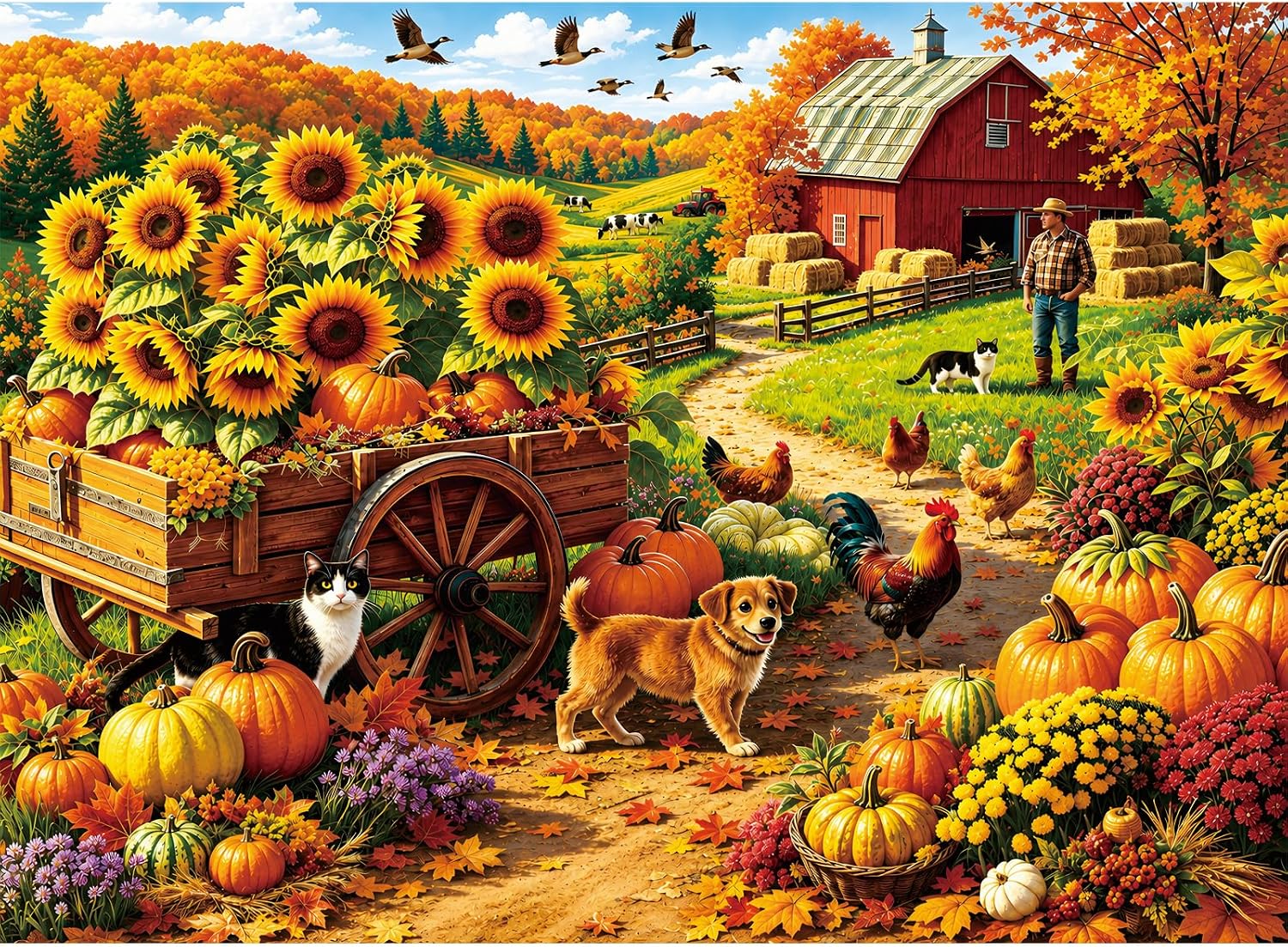 500 Piece Puzzle for Adults,Autumn Farm Countryside Landscape Jigsaw Puzzle