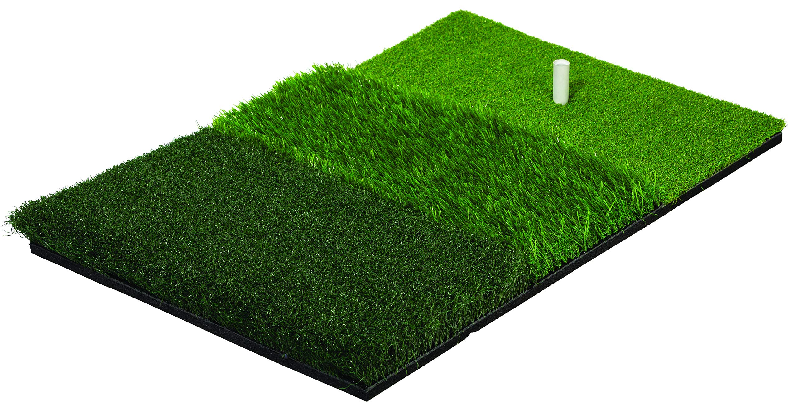 Franklin Sports Tri-Turf Golf Hitting Mat with Rubber Tee - Practice Aid Golf for All Levels - Portable Hitting Grass for Golf Driving