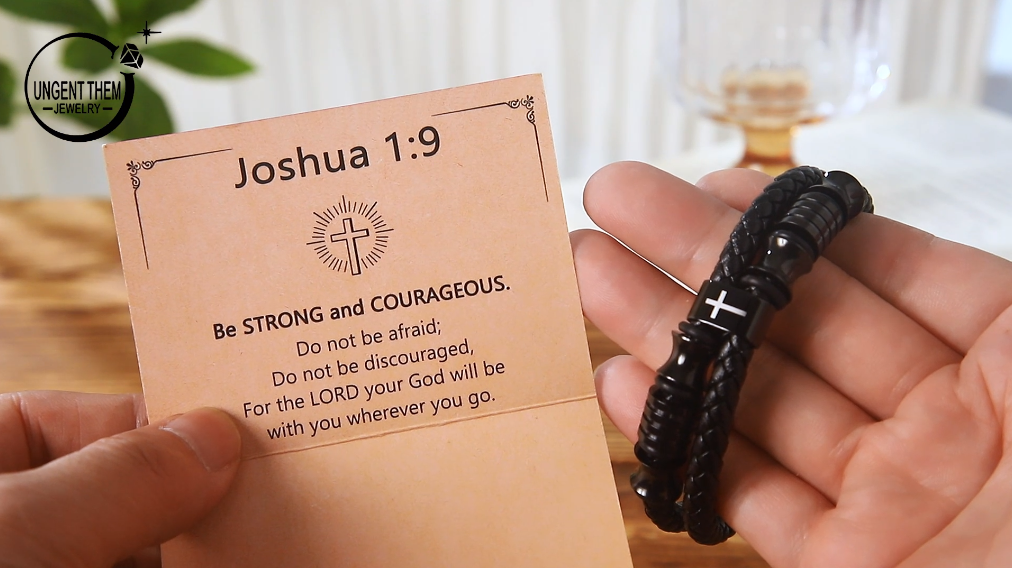 Amazon.com: UNGENT THEM Leather Christian Cross Bracelet for Men