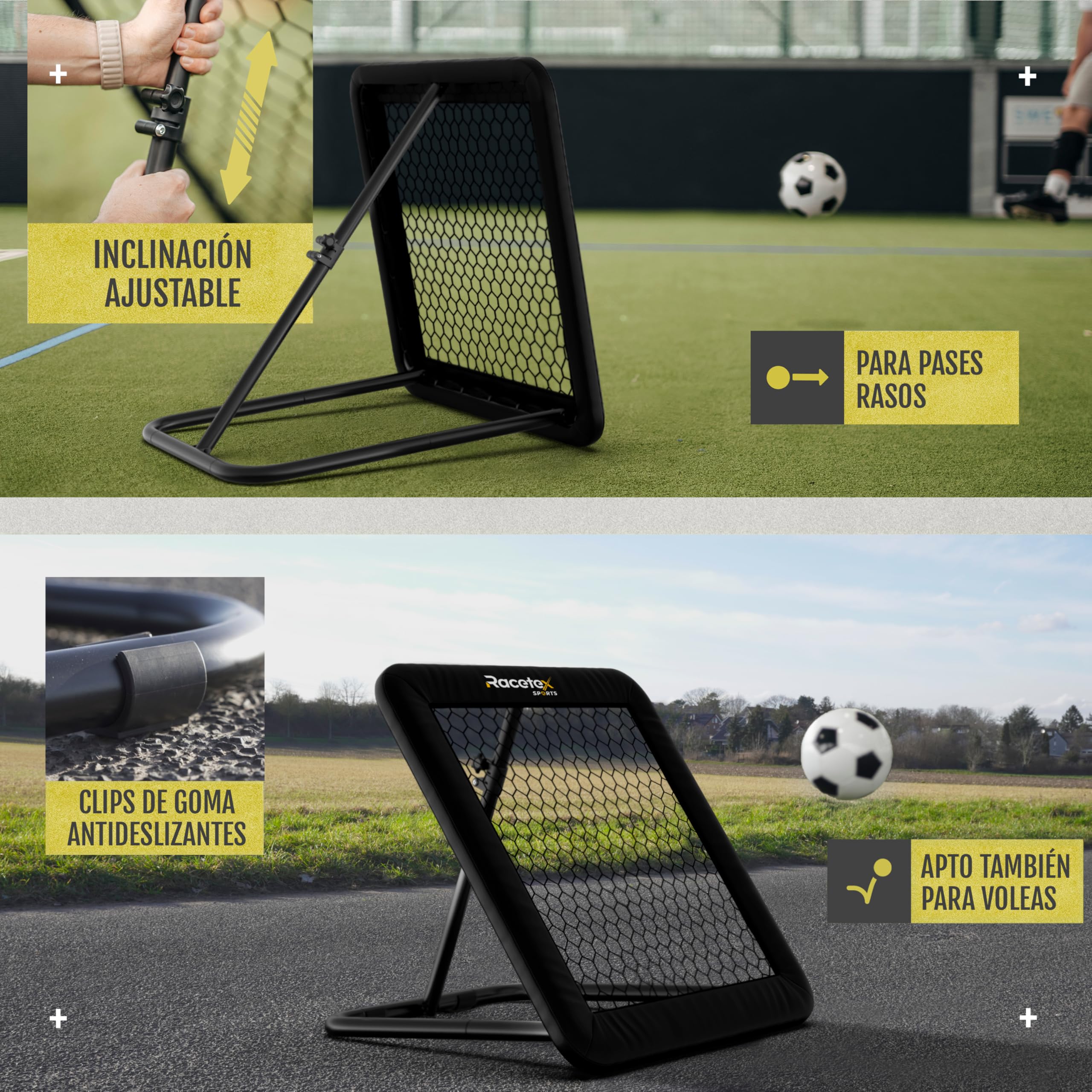 Racetex Fútbol Rebounder Negro Acero Inoxidable