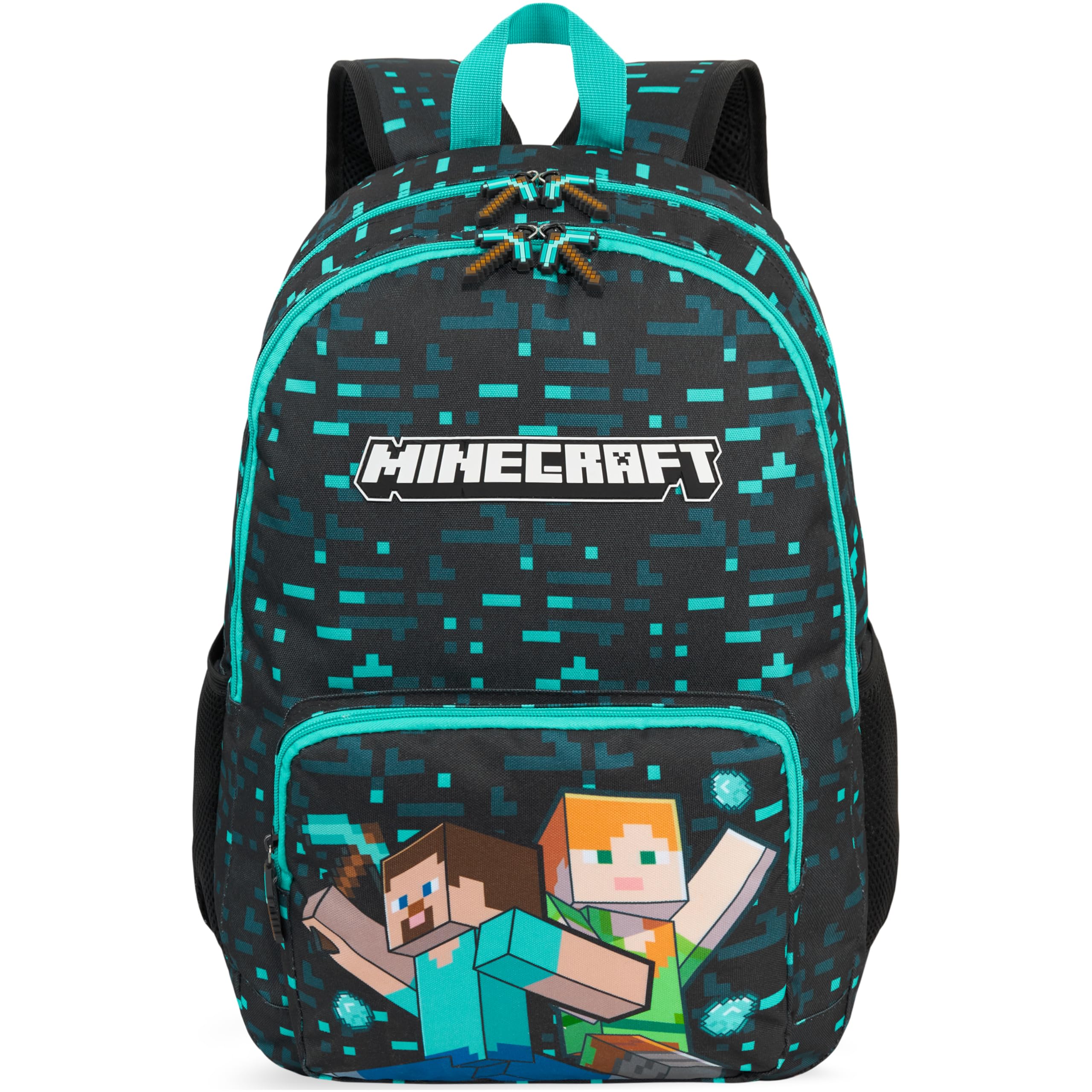 Get Trend Minecraft Sac a Dos Garcon, Fermeture Eclair et Bandoulière Réglable Cartable, Gaming Merchandise, Cadeau Garcon (Bleu/Multi Minecraft)