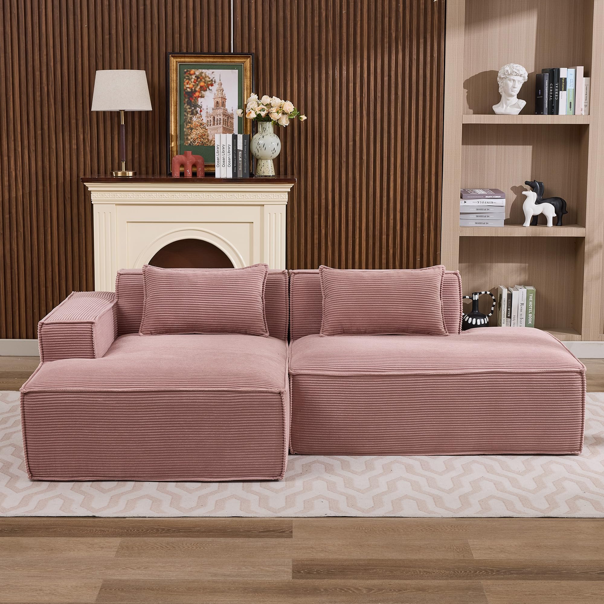 Generisch Sofá de tela de 235 cm con 2 fundas de almohada para salón o oficina