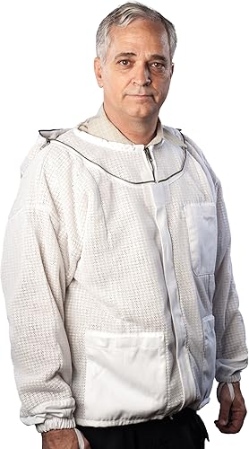 Miniatura 4 de Chaqueta de apicultura forestal  Chaqueta ventilada con capucha de velo de esgrima, chaqueta de apicultura premium YKK con cremalleras de latón,