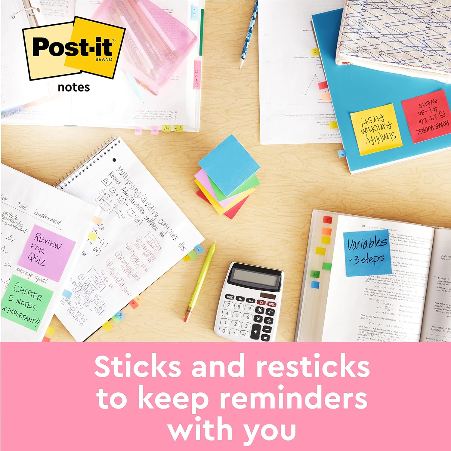 Post-it Notes Poptimistic Color Collection, Pack of 6 Pads, 100 Sheets per Pad,76 mm x 127 mm, Pink, Green, Blue, Orange - Self-Stick Notes for Note Taking, to Do Lists & Reminders