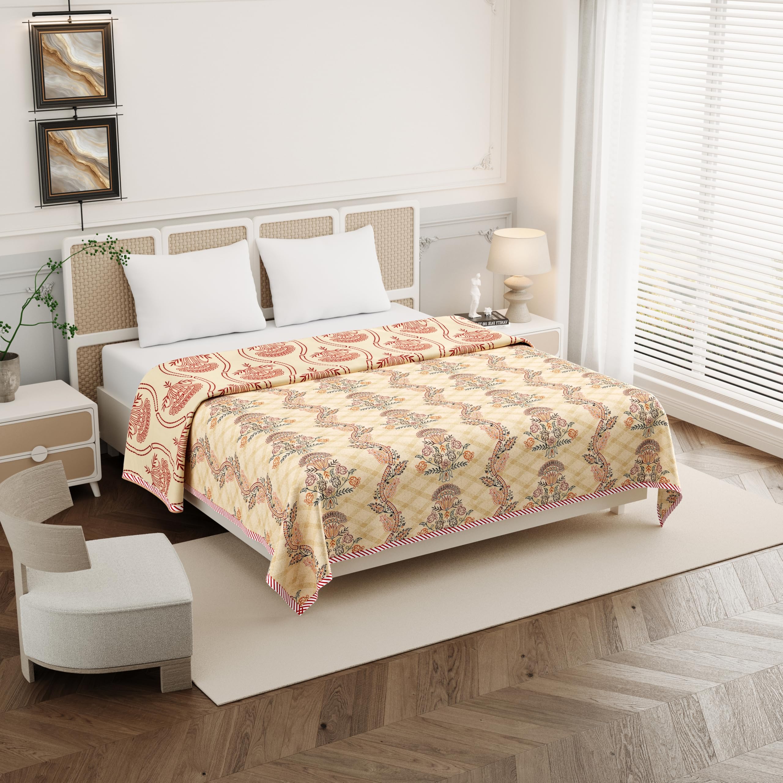 Jaipur Bagh Double Dohar Dull Cotton Kashida Style Brown-picture-29